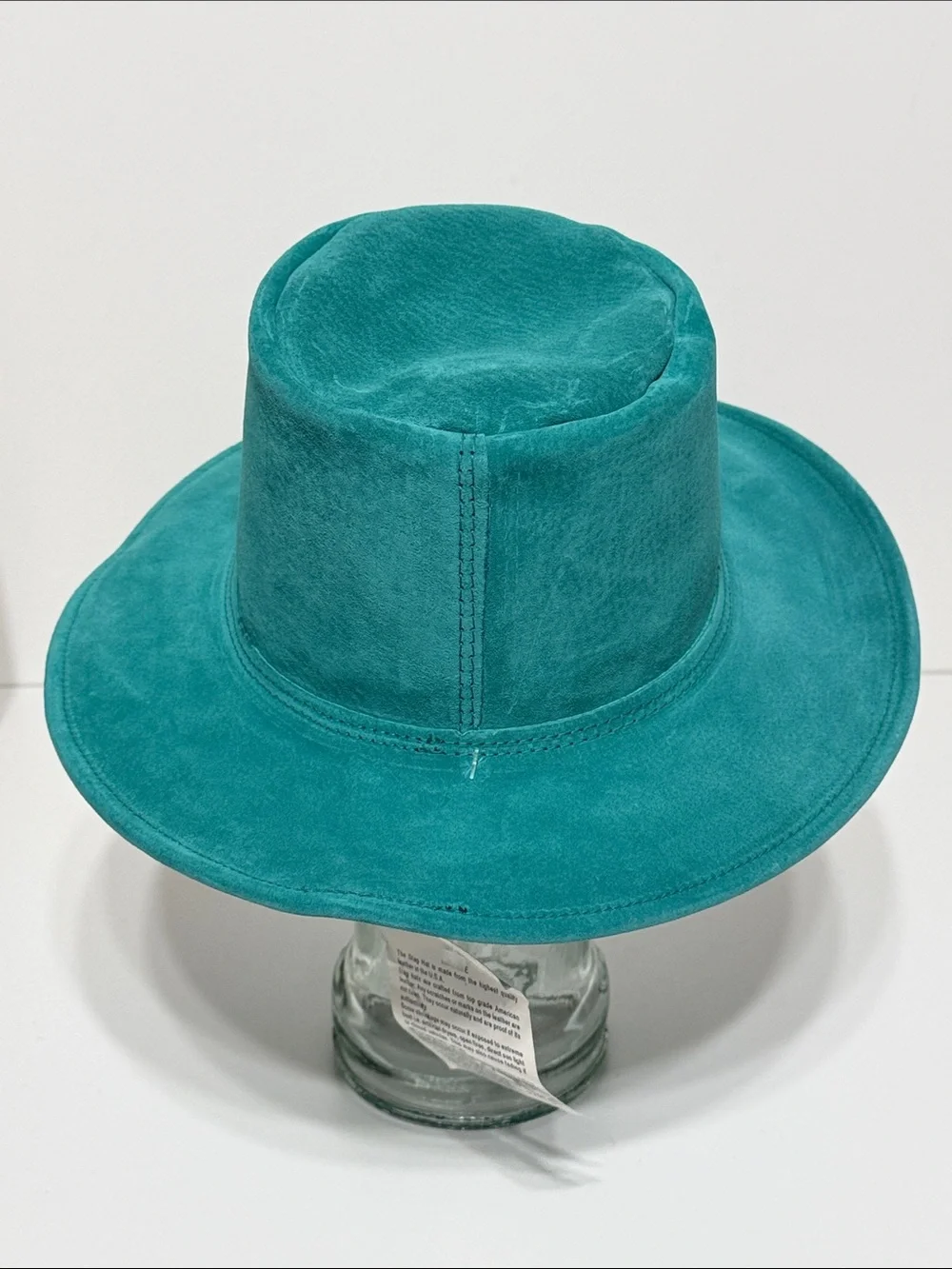 Vintage Made in USA Leather Suede Teal Hat